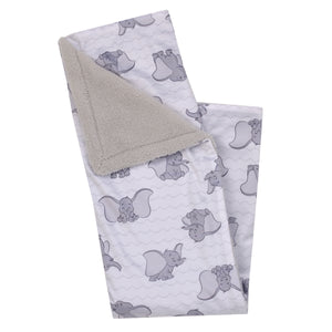 Disney Dumbo Gray and White Super Soft Sherpa Baby Blanket and Security Blanket 2-Piece Gift Set