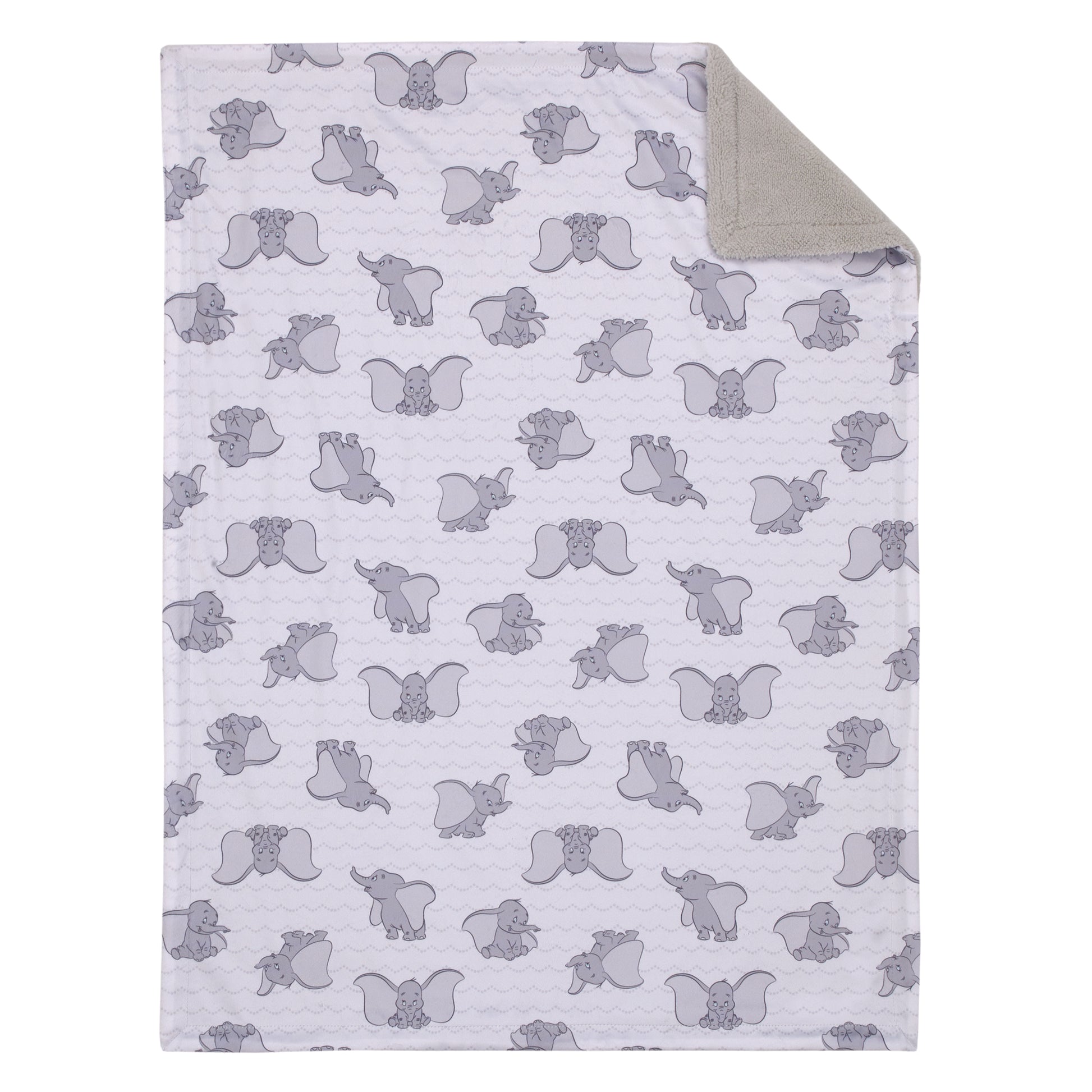 Disney Dumbo Gray and White Super Soft Sherpa Baby Blanket and Security Blanket 2-Piece Gift Set
