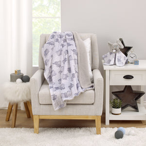 Disney Dumbo Gray and White Super Soft Sherpa Baby Blanket and Security Blanket 2-Piece Gift Set
