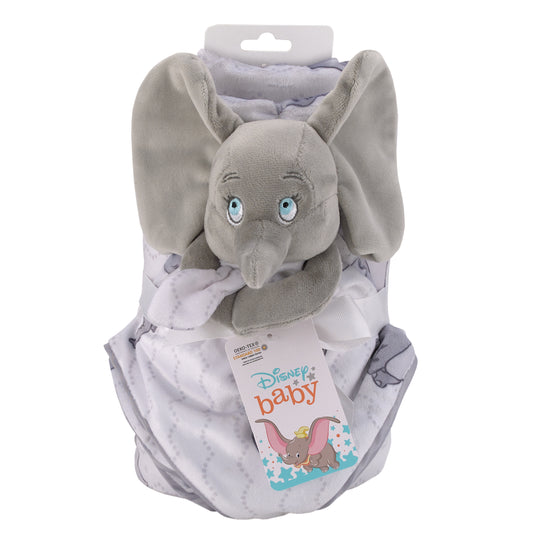 Disney Dumbo Gray and White Super Soft Sherpa Baby Blanket and Security Blanket 2-Piece Gift Set