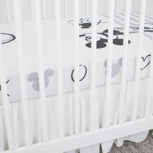 Disney Mickey Mouse - Grey, Ivory and Black Photo Op Fitted Crib Sheet
