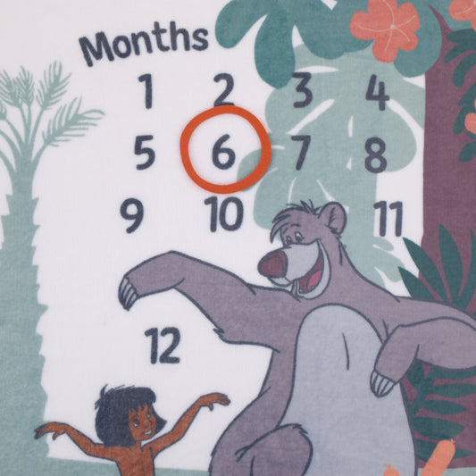Disney Jungle Book Green and White Too Much To Bear Super Soft Photo Op Milestone Baby Blanket