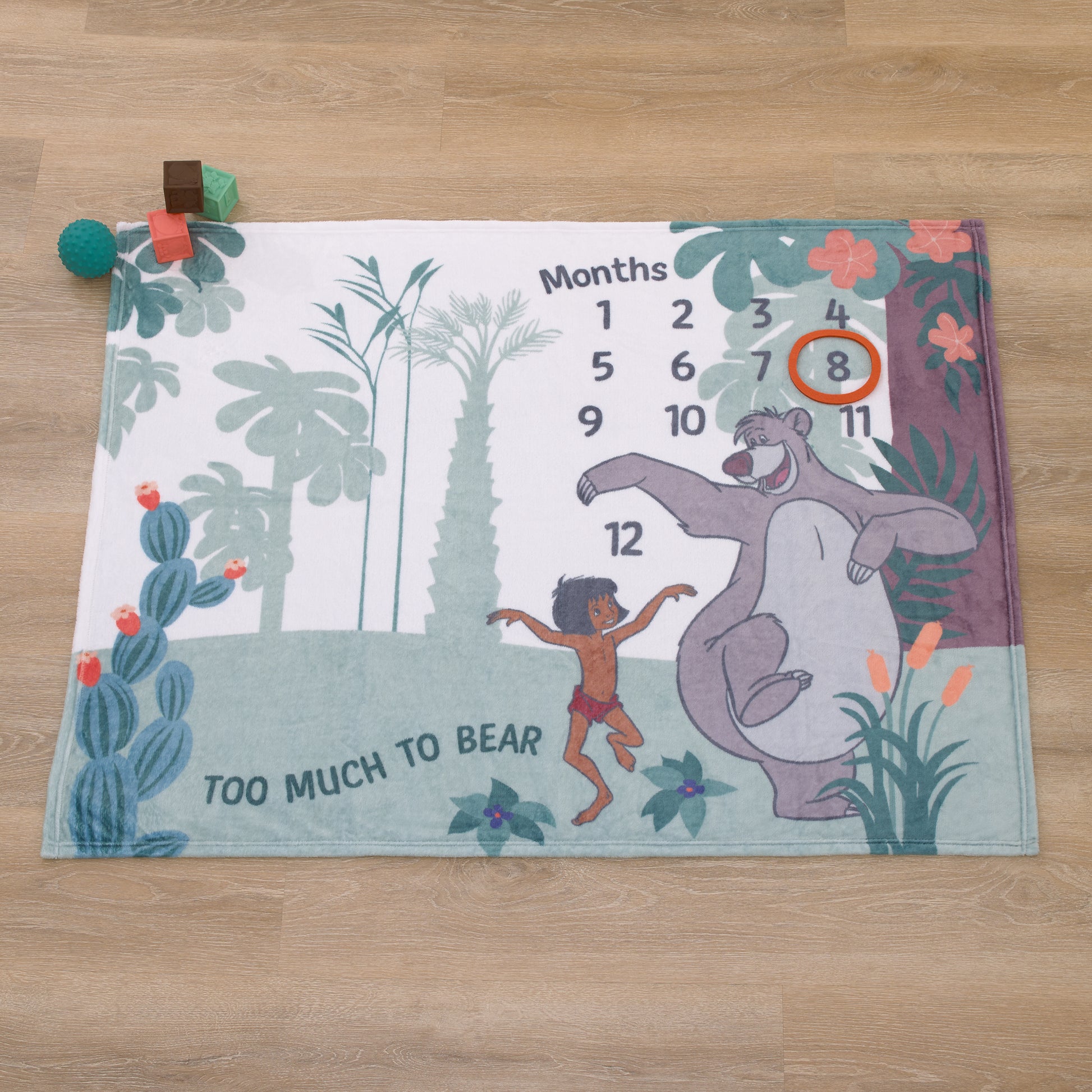 Disney Jungle Book Green and White Too Much To Bear Super Soft Photo Op Milestone Baby Blanket
