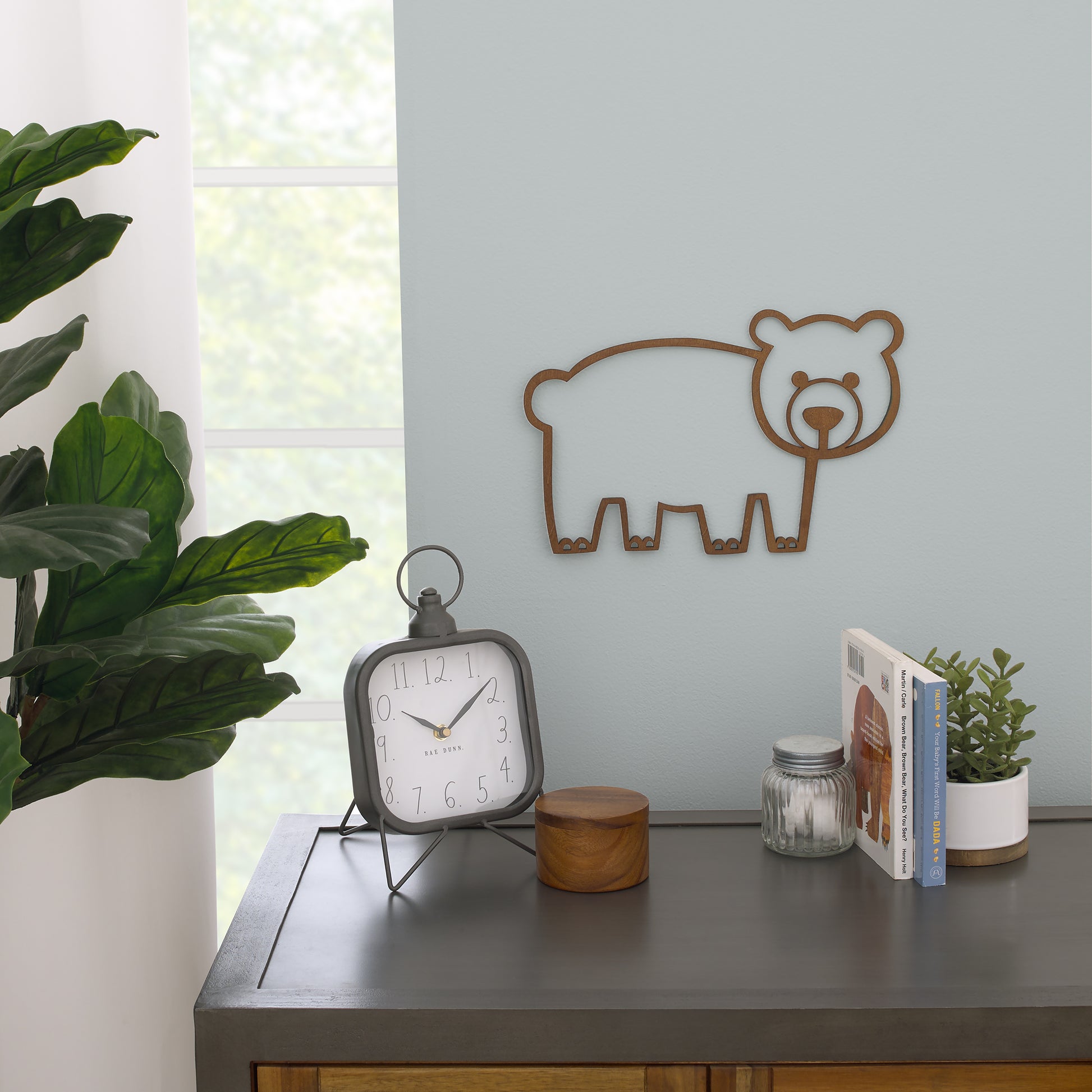 Little Love by NoJo Bear Shaped Textured Wood Tone Wall Decor