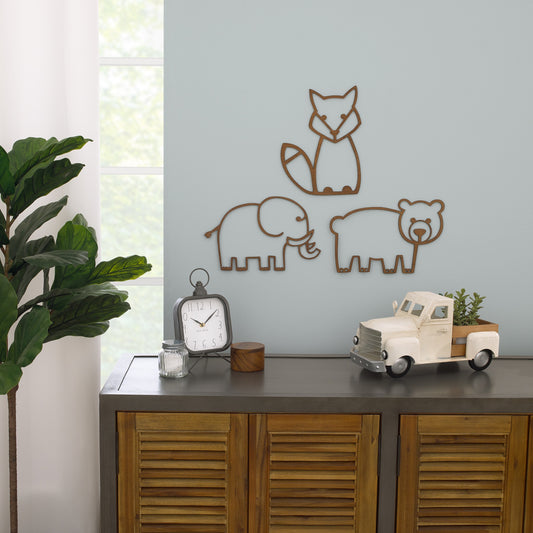 Little Love by NoJo Bear Shaped Textured Wood Tone Wall Decor