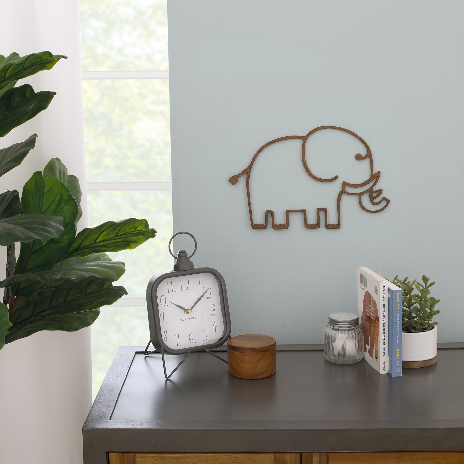 Little Love by NoJo Elephant Shaped Textured Wood Tone Wall Decor