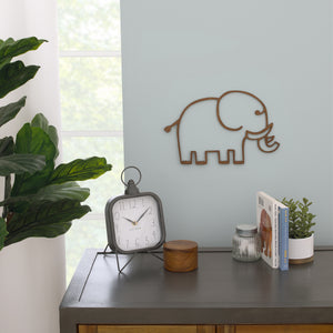 Little Love by NoJo Elephant Shaped Textured Wood Tone Wall Decor
