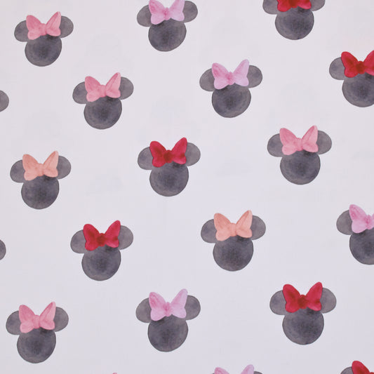 Disney Minnie Mouse - Black, Red and Pink Watercolor Minnie Ears Nursery Fitted Crib Sheet