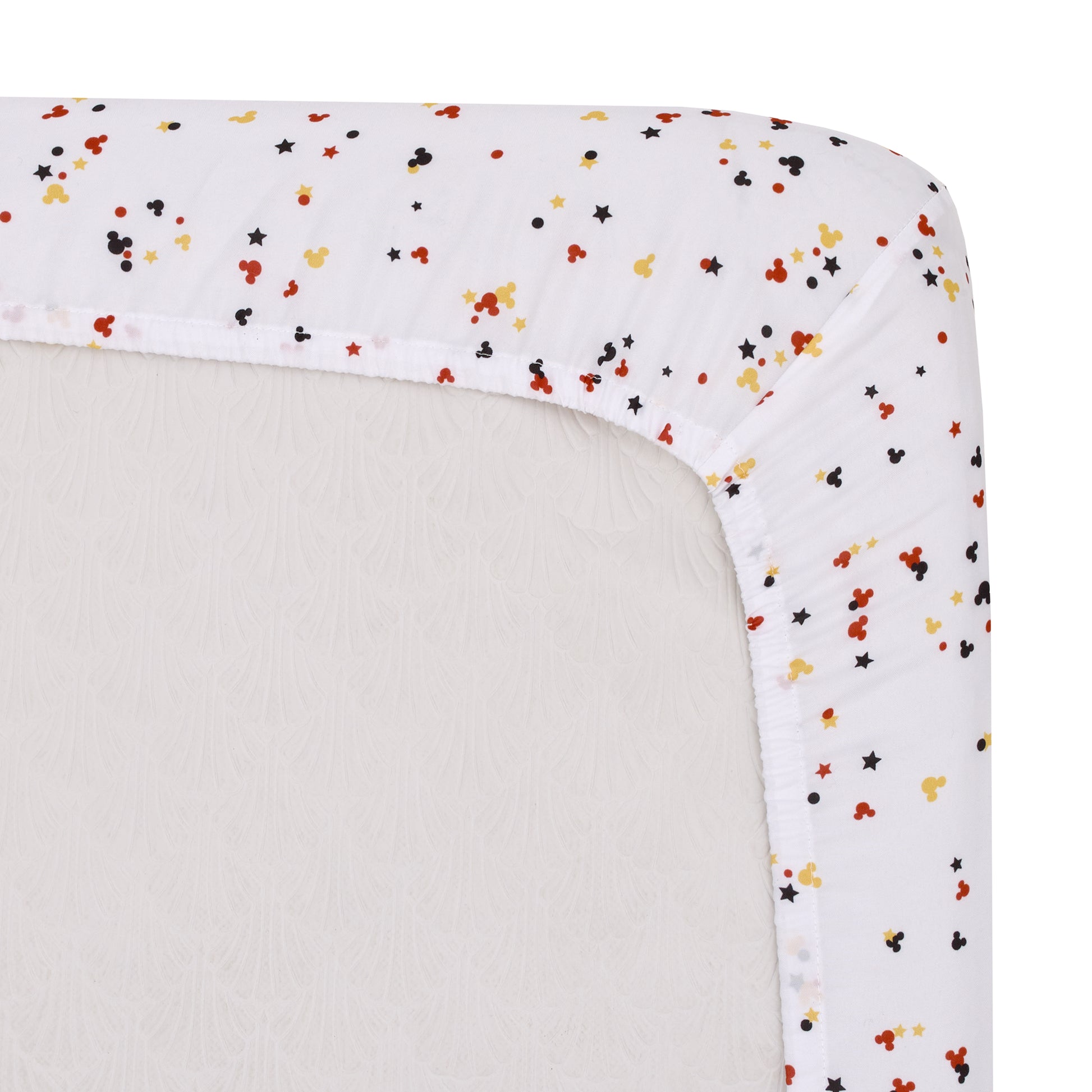 Disney Mickey Mouse - Red, Yellow, Black and White Mickey Confetti Nursery Fitted Crib Sheet