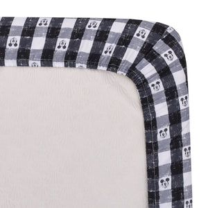 Disney Mickey Mouse - Black, White and Gray Plaid Nursery Fitted Crib Sheet