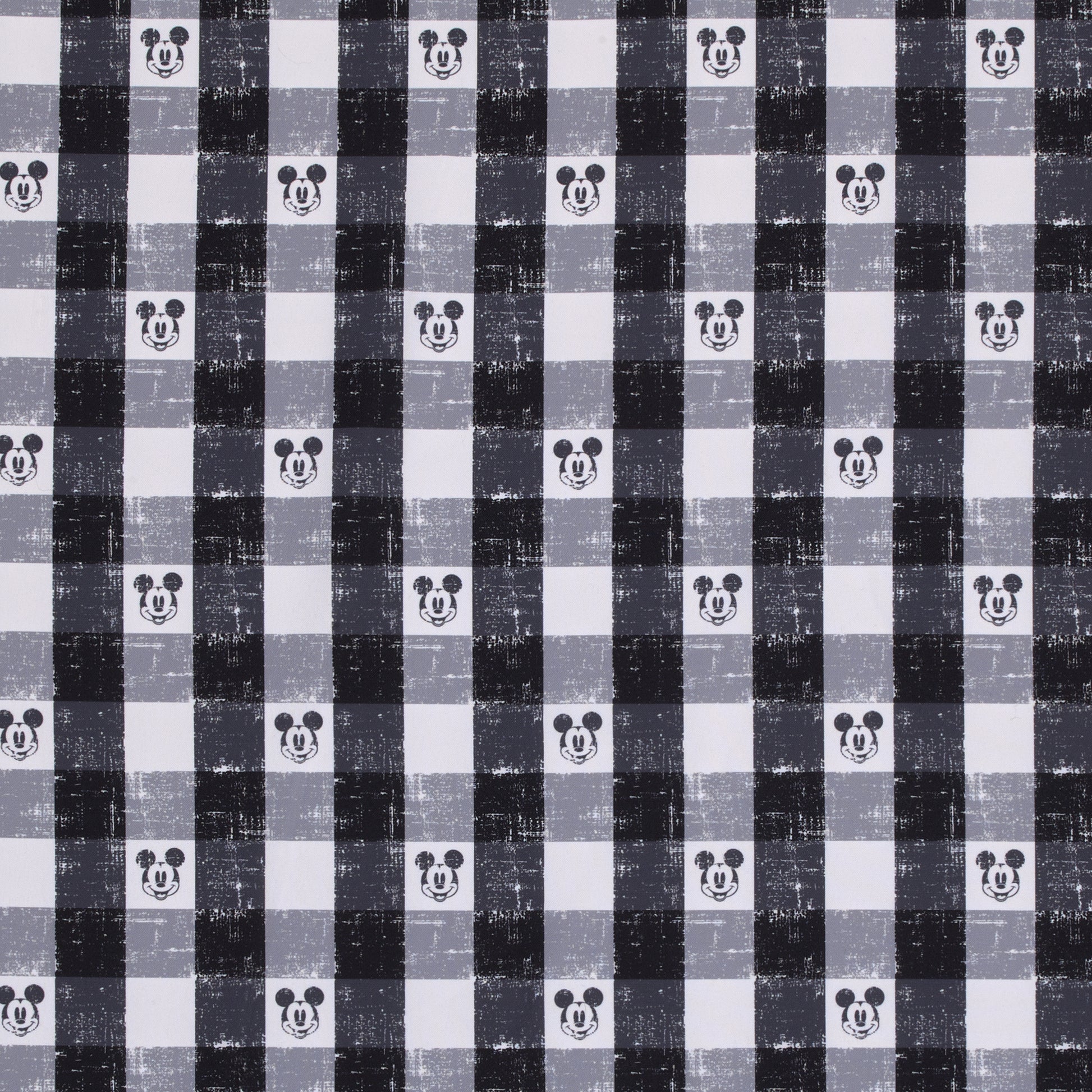 Disney Mickey Mouse - Black, White and Gray Plaid Nursery Fitted Crib Sheet
