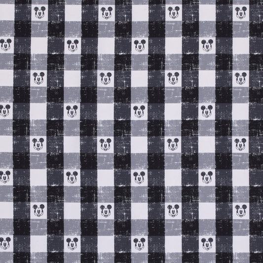 Disney Mickey Mouse - Black, White and Gray Plaid Nursery Fitted Mini Crib Sheet