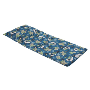 Star Wars The Child Cutest in the Galaxy Blue, Green and Gray Grogu, Hover Pod, and Stars Deluxe Easy Fold Toddler Nap Mat