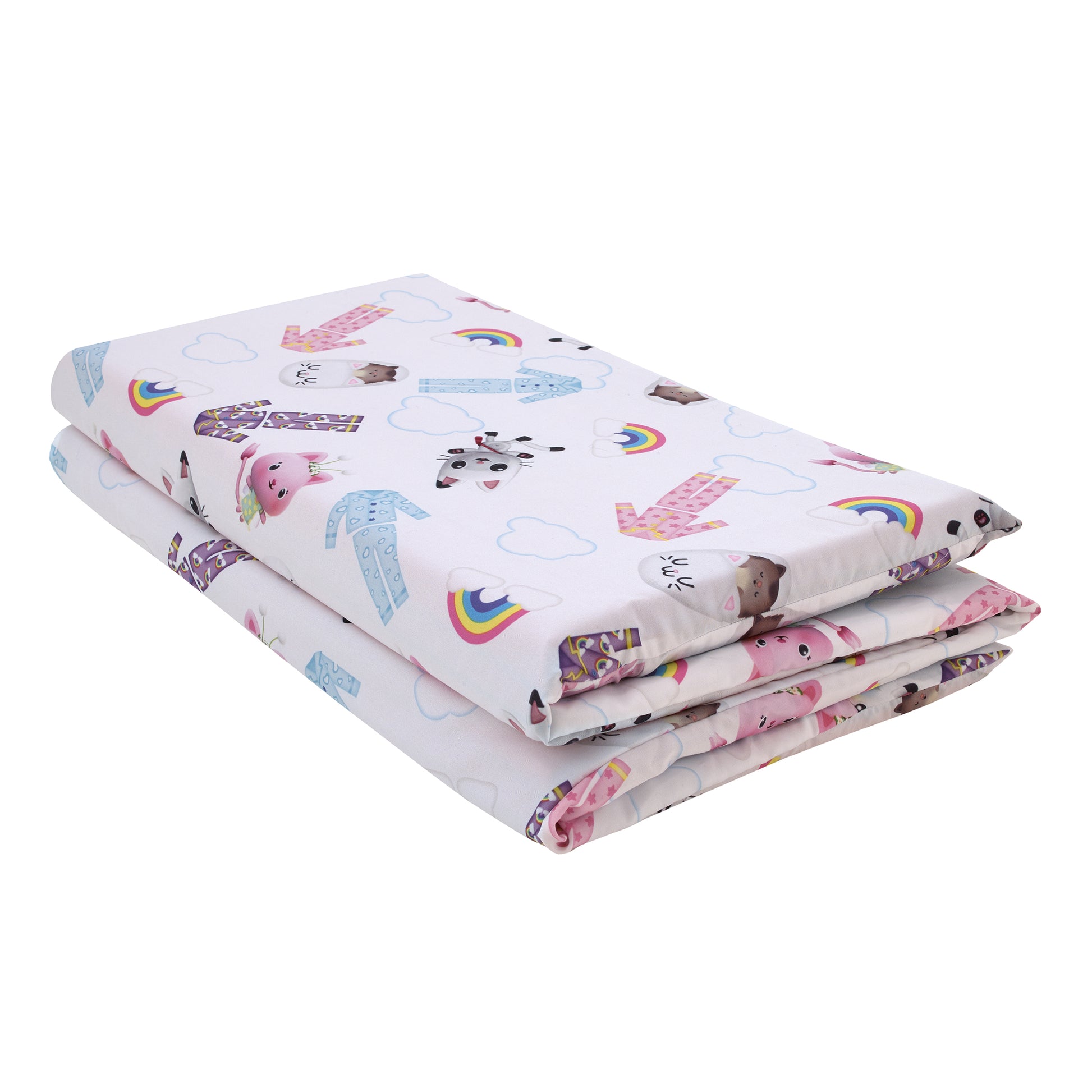 DreamWorks Gabby's Dollhouse Dream It Up Pink, Aqua, Purple PJ's Deluxe Easy Fold Toddler Nap Mat