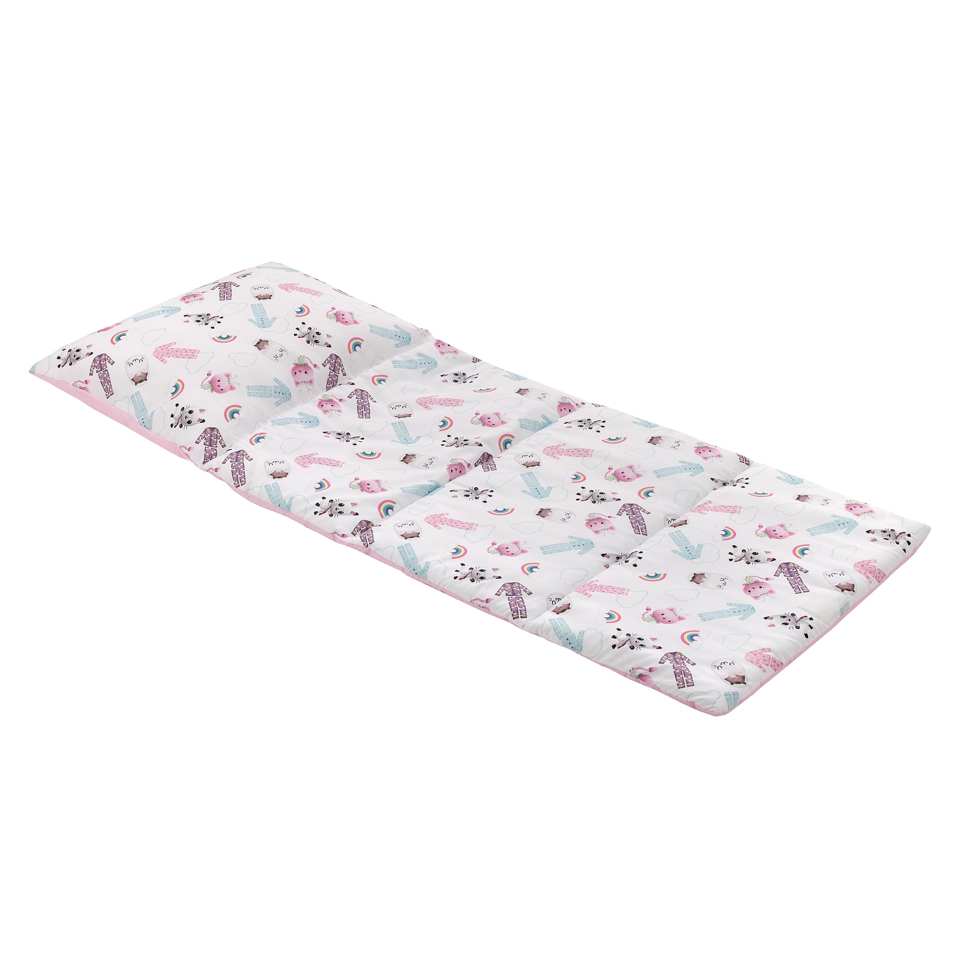 DreamWorks Gabby's Dollhouse Dream It Up Pink, Aqua, Purple PJ's Deluxe Easy Fold Toddler Nap Mat