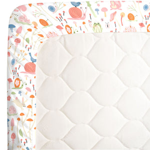 NoJo Spring Garden Pink, Green, Orange and Ivory Super Soft Mini Crib Sheet