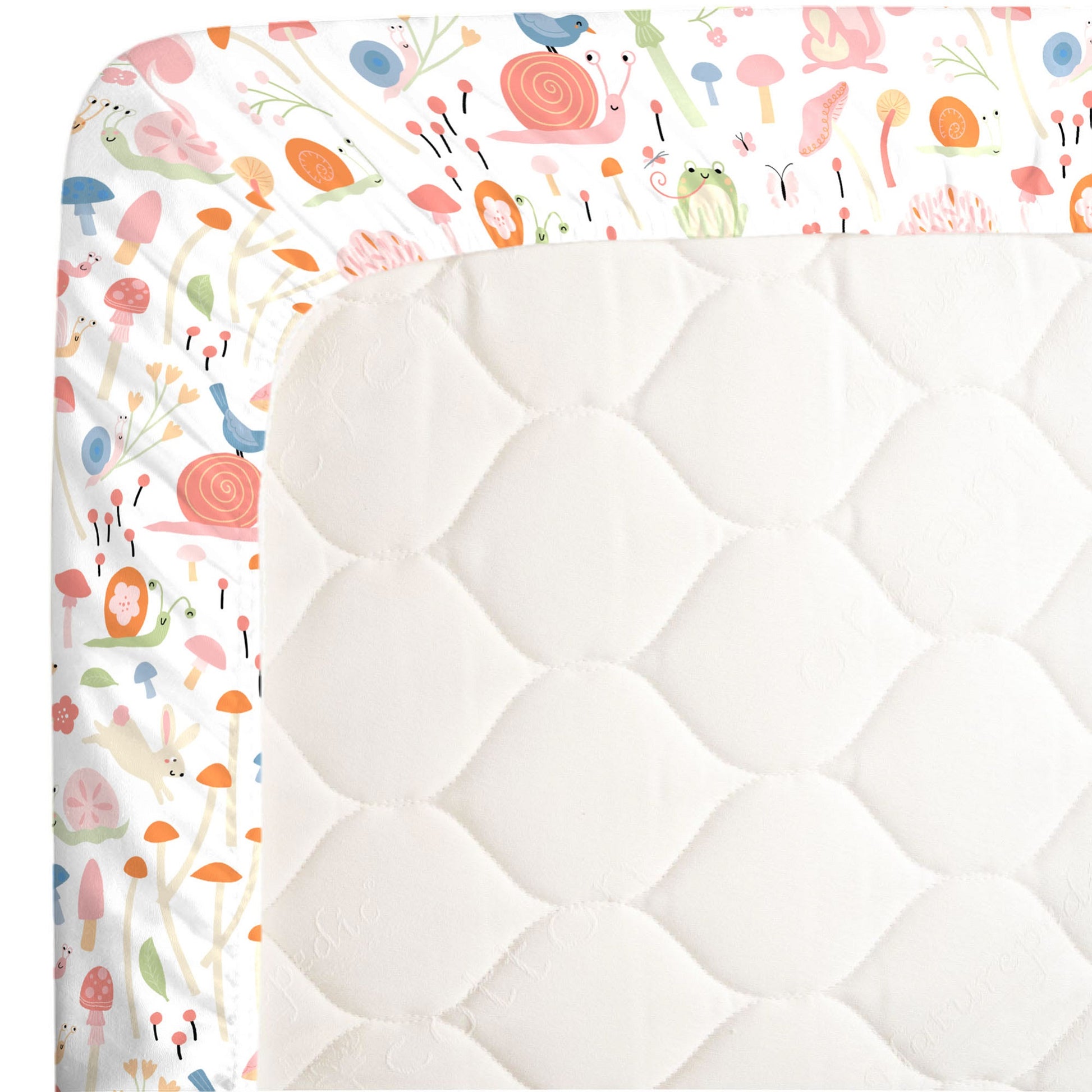 NoJo Spring Garden Pink, Green, Orange and Ivory Super Soft Mini Crib Sheet