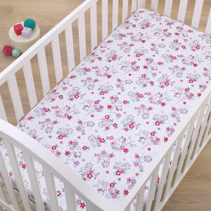 Disney Aristocats Pink, White, and Teal, Marie Super Soft Nursery Fitted Mini Crib Sheet