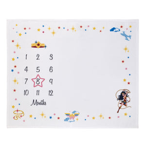 Warner Bros  Wonder Woman White and Gold Star-Tiara, Lasso of Truth, and the Invisible Jet Milestone Baby Blanket