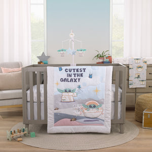 Star Wars Grogu Cutest in the Galaxy Cream, Green, and White Super Soft Baby Blanket