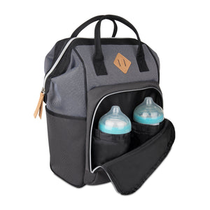 Baby Boom Gear - Clamshell Backpack Diaper Bag, Black, Gray, Tan