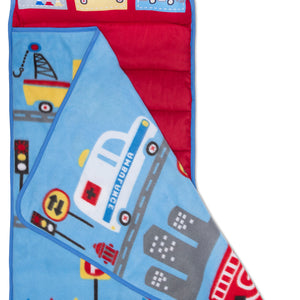 NoJo Rescue Team First Responders Toddler Nap Mat - Includes Attached Pillow and Fleece Blanket