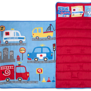 NoJo Rescue Team First Responders Toddler Nap Mat - Includes Attached Pillow and Fleece Blanket