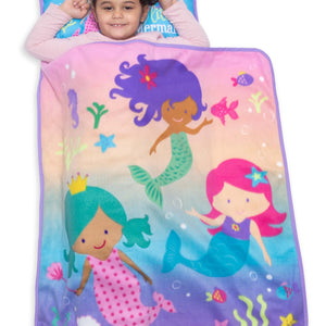 NoJo Mermaid Toddler Nap Mat - Includes Attached Pillow and Fleece Blanket