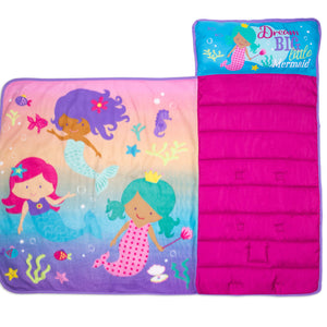 NoJo Mermaid Toddler Nap Mat - Includes Attached Pillow and Fleece Blanket