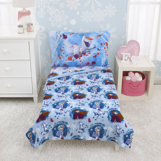 Disney Frozen 2 - Magical Journey - Light Blue, Lavender, Teal and White Super Soft Toddler Blanket