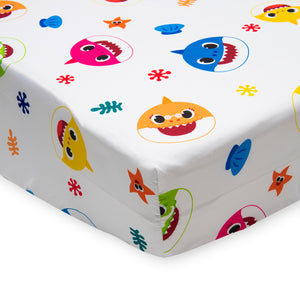 NoJo Baby Shark 2 Piece Toddler Sheet Set  - Includes Fitted Sheet and Reversible Pillowcase