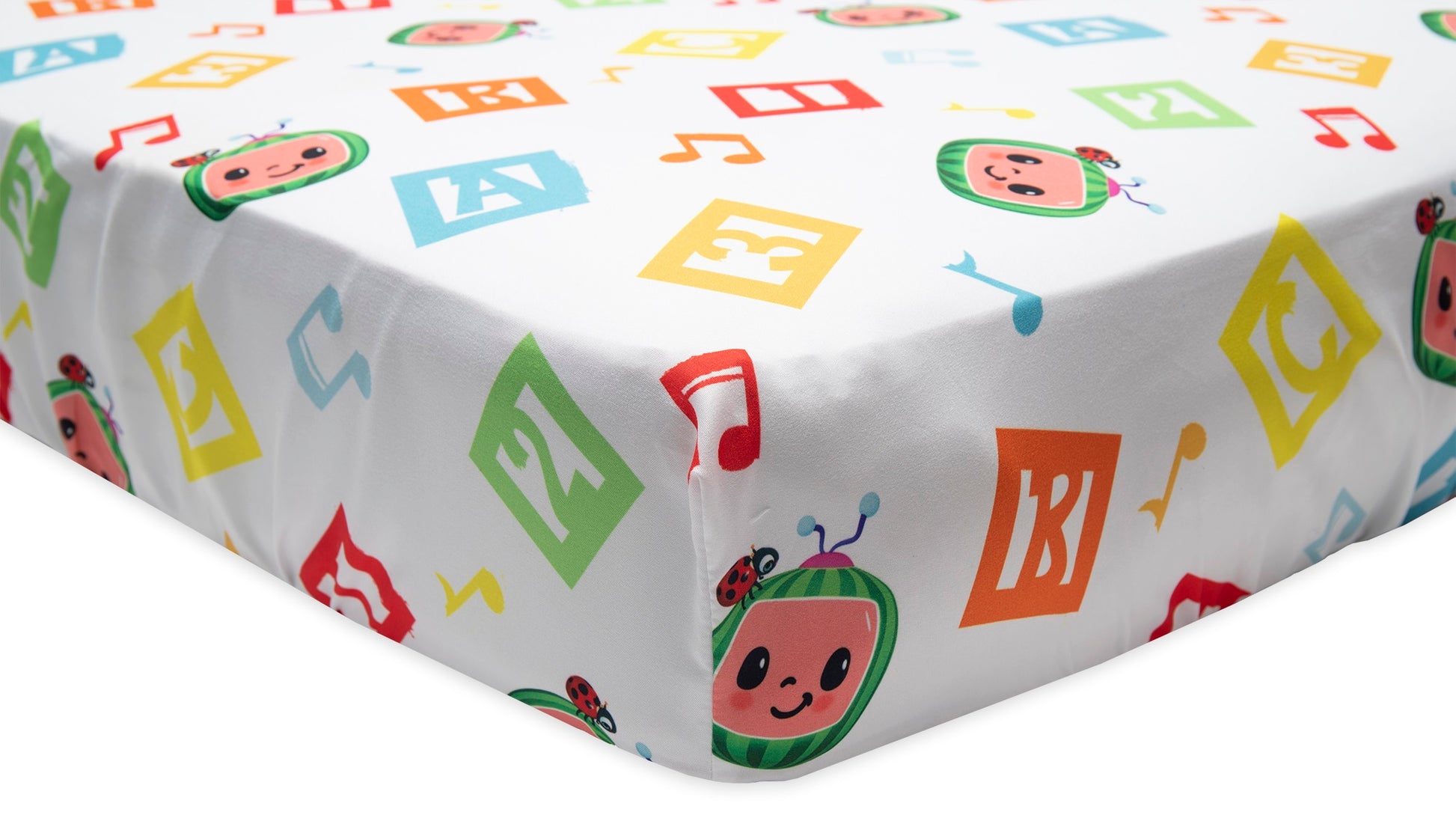 NoJo CoComelon Learning Is Fun 4 Piece Toddler Bed Set - Includes Comforter, Fitted Bottom Sheet, Flat Top Sheet, Reversible Pillowcase
