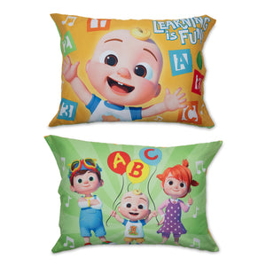 NoJo CoComelon Learning Is Fun 4 Piece Toddler Bed Set - Includes Comforter, Fitted Bottom Sheet, Flat Top Sheet, Reversible Pillowcase