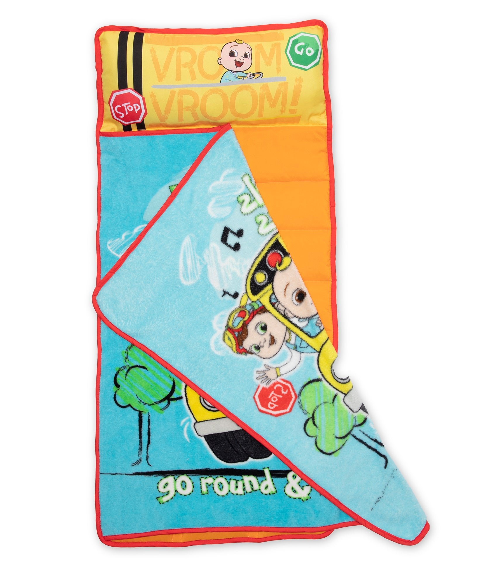 NoJo Cocomelon Wheels on the Bus Toddler Nap Mat - Includes Attached Pillow and Fleece Blanket