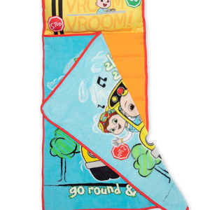 NoJo Cocomelon Wheels on the Bus Toddler Nap Mat - Includes Attached Pillow and Fleece Blanket