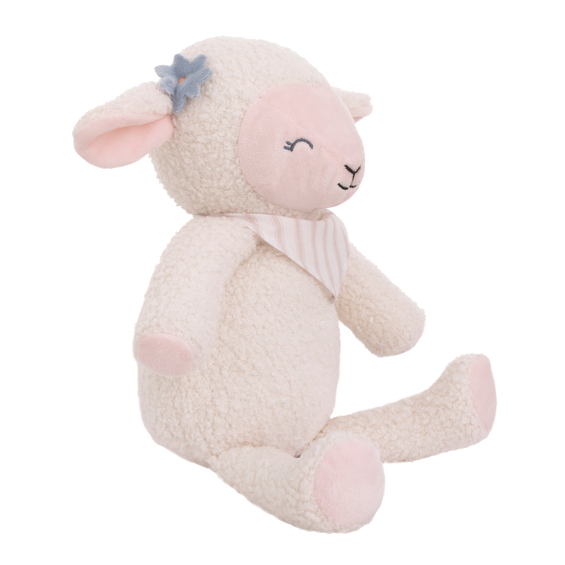 NoJo Farmhouse Chic Pink and White Super Soft Plush Stuffed Animal Lamb with Bandana - "Meadow"
