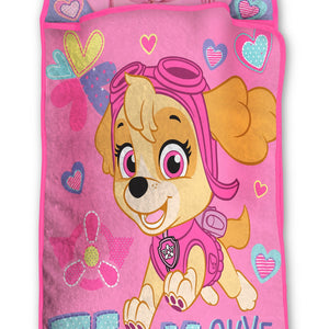 NoJo Paw Patrol Team Skye Toddler Nap Mat -  Includes Attached Pillow and Fleece Blanket