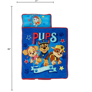 NoJo Paw Patrol Pups Rule Toddler Nap Mat - Includes Attached Pillow and Fleece Blanket