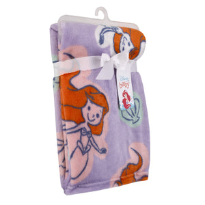 Disney The Little Mermaid Orange, Lavender, Aqua and White Ariel Super Soft Baby Blanket