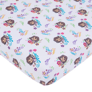 NoJo Dora Adventure Awaits 2 Piece Toddler Sheet Set - Fitted Sheet and Reversible Pillowcase, Lavender