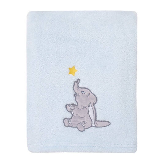 Dumbo - Shine Bright Little Star Aqua, Grey and Yellow Super Soft Baby Blanket with Applique