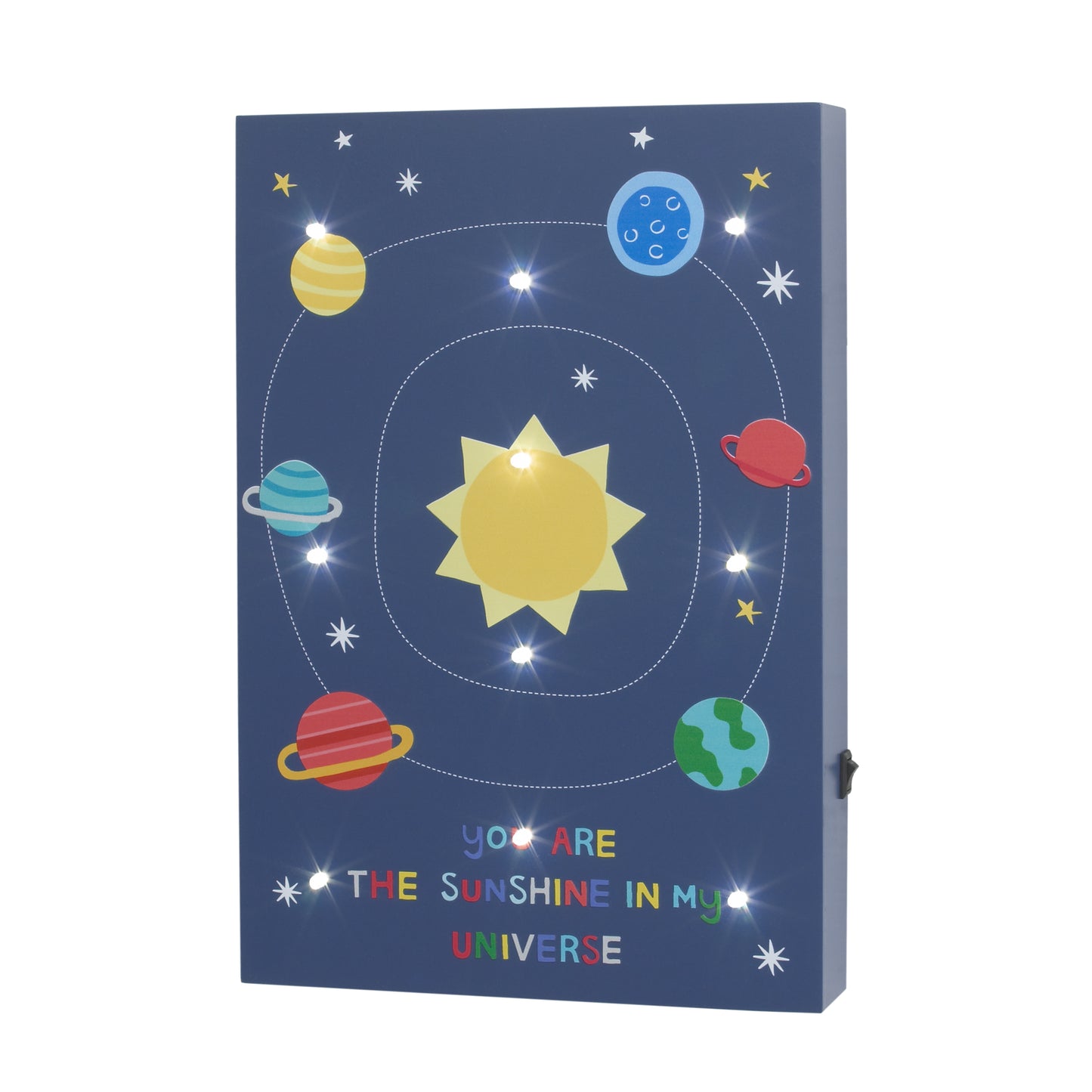 Little Love by NoJo Navy, Orange, Yellow, Blue Solar System "You are the Sunshine in my Universe" Lighted Wall Décor