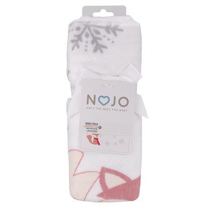 NoJo Fox White, Brown, Red, and Gray "My 1st Christmas" Holiday Photo Op Super Soft Baby Blanket