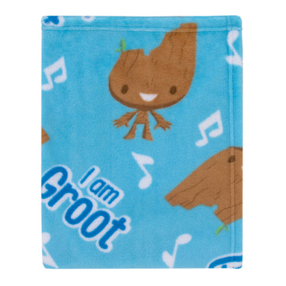 Marvel I Am Groot Blue and Brown Super Soft Baby Blanket