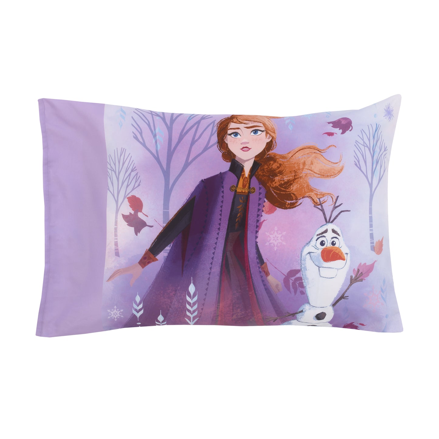 Disney Frozen 2 Lavender, Light Blue and Purple Forest Spirit 4 Piece Toddler Bed Set - Comforter, Fitted Bottom Sheet, Flat Top Sheet, Reversible Pillowcase