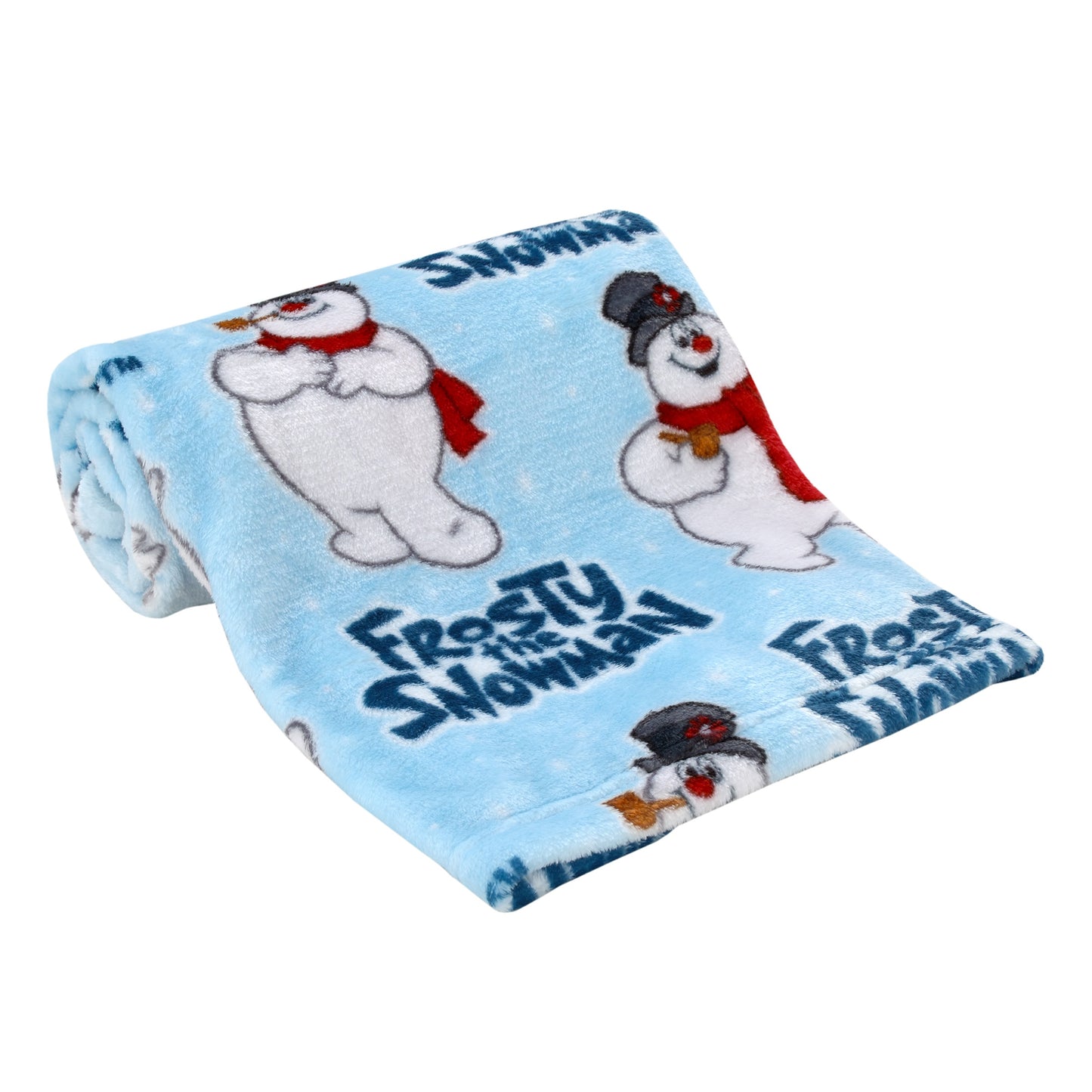 Warner Brothers Frosty The Snowman Light Blue, Red, and White Super Soft Holiday Baby Blanket