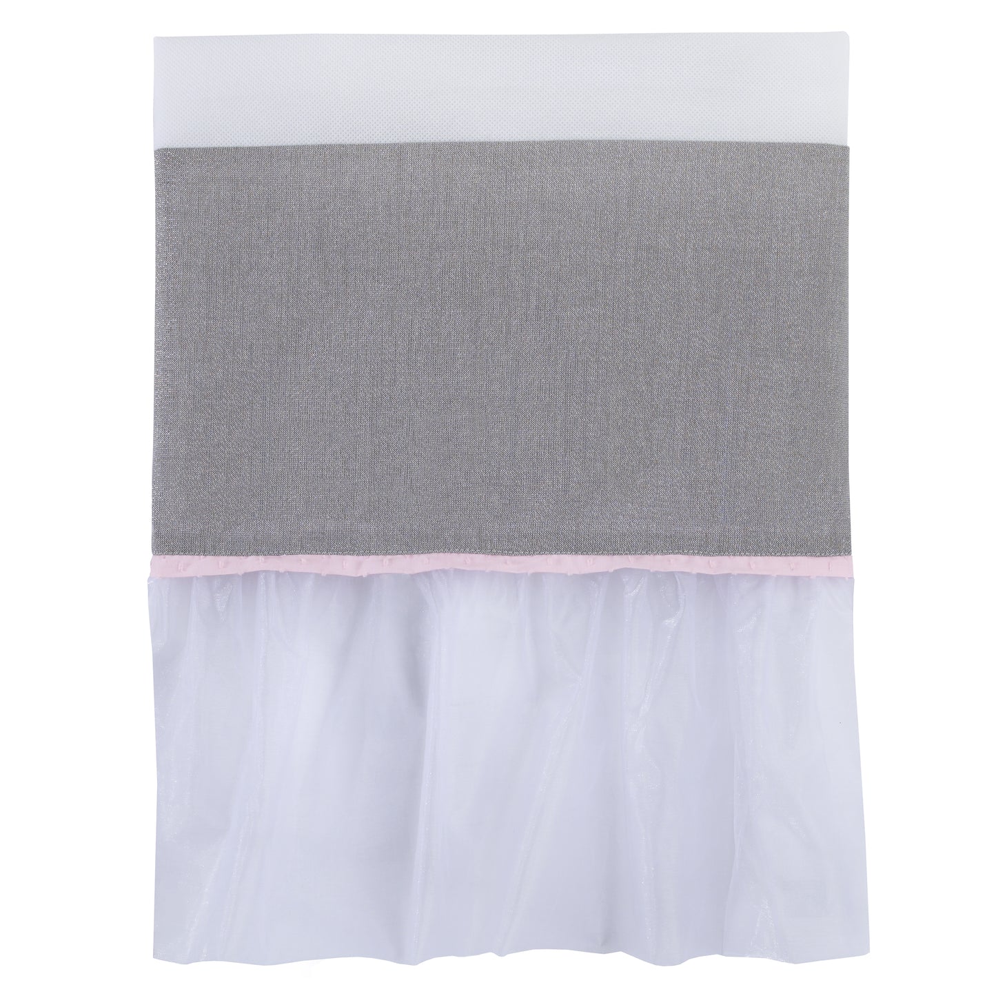 NoJo Ballerina Bows Pink, Sparkle Grey Metallic, and White 4 Piece Nursery Crib Bedding Set - Comforter, 100% Cotton Fitted Crib Sheet, Dust Ruffle, Storage