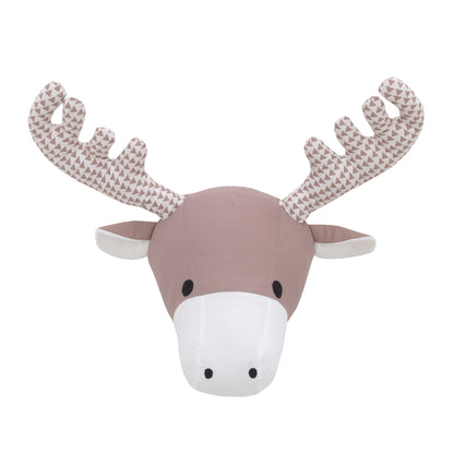 NoJo Brown and White Moose Plush Head Wall Décor