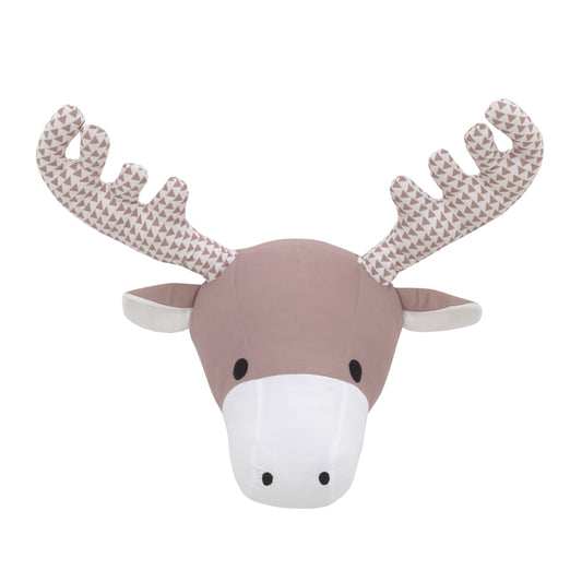 NoJo Brown and White Moose Plush Head Wall Décor