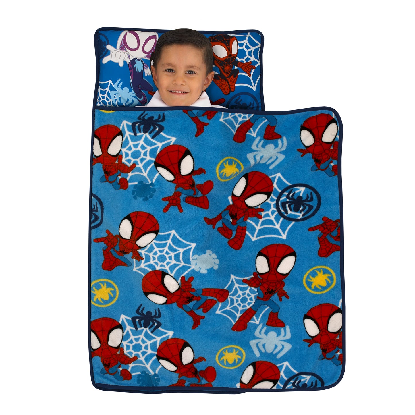 Marvel Spidey and His Amazing Friends Blue, Red and White Spidey Team Toddler Nap Mat
